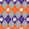 Licensed NCAA Clemson University Heather Argyle Fleece CLEM-1148 Fabric by the Yard
